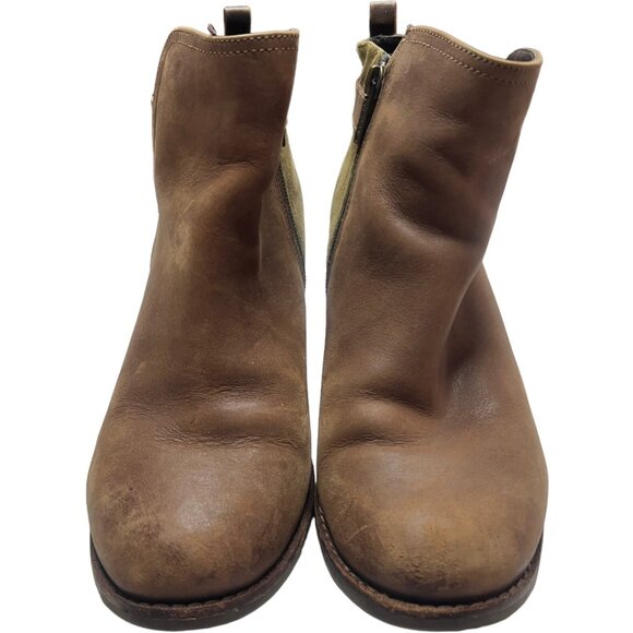 Sperry Ambrose Womens 8.5M Brown Olive Leather Ankle Boots Chunky Heel Buckle - Picture 3 of 12